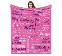 Kesidilo Couverture en flanelle polaire rose pour 21e anniversaire - 127 x 152,4 cm pour femme de 21 ans et plus - Cadeau contemporain pour 21e anniversaire