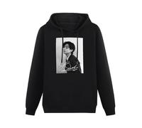 KESIHANXIANGUO Signed Taehyung GQ Mag Active Unisex Hooded Printed Pullover Hoodies Mens Black Sweatshirts S