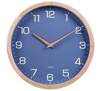 Kesin Wall Clock 12 inch Silent Non Ticking Wood Wall Clocks Battery Operated - Wooden Blue Modern Simple Clock Decorative for Kitchen,Living Room,Bedroom,Kid’s Room