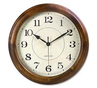 Kesin Wall Clock Wood 14 inch Silent Wall Clocks Large Decorative Battery Operated Non Ticking Analog Retro Clock for Living Room, Kitchen, Bedroom
