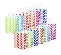 Kesote 12 Pcs Sac Cadeau Anniversaire, Pochette Cadeau, Sac Papier à Pois Coloré pour les Fêtes de Noël Mariages Anniversaires Bapteme Célébrations DIY