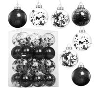 Kesote 24 Pcs Boule de Noel Noir pour Decoration Noel Sapin, Deco Noel Interieur Boules de Noel, 6 cm