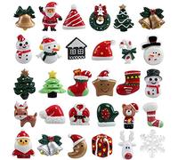 Kesote 30pcs Miniature de Résine Père Noël, Hochet, Sapin de Noël, Bonhomme de Neige Mini Decoration pour Cadeau, Colis, Cartes de Vœux