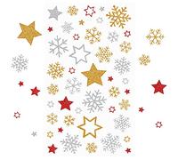 Kesote 5 Feuilles Autocollants Noel Gommettes Stickers Noel Pailletés Étoiles et Flocon de Neige pour Scrapbooking Noël Décoration Cartes Cadeau
