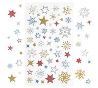 Kesote 5 Feuilles Autocollants Noel Stickers Gommettes Noel Pailletés Étoiles et Flocon de Neige pour Scrapbooking Décoration Cartes Cadeau