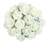 Kesote 50 Pcs Fleurs Artificielles Deco Tête de Rose 4cm, Fausse Fleur Artificielles Roses pour Décoration de Fête Mariage Album Maison - Blanc Ivoire