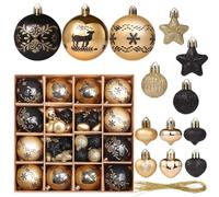 Kesote 52 Pcs Boule de Noel Noir et Doré pour Decoration Noel Sapin, Deco Noel Interieur Boules de Noel, 3/4/6 cm