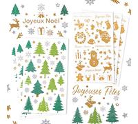 Kesote 6 Feuilles Autocollants Noel Pailletées Stickers Gommettes Noel Francais pour Scrapbooking Cadeau DIY Décoration Enfant