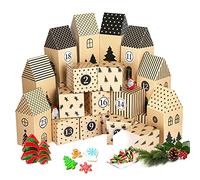 Kesote Calendrier de l'Avent Vide, 24 Pcs Calendrier de l'Avent à Remplir, Boite Cadeau Noel pour Bonbons Biscuit, 16 x 7 x 7 cm, 7 x 7 x 7 cm