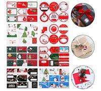Kesote Étiquette Cadeau Noël 16 Feuilles, 132 Pcs Étiquettes Autocollantes Noël Stickers Auto-adhésives Gommettes Motif de Santa Bonhommes de Neige Sapin pour Cadeau Cartes de Vœux Scrapbooking