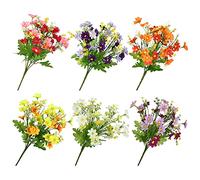 Kesote Fleur Artificielle 6 PCS Bouquet de Fleurs Artificielles Marguerite pour Decoration Mariage Jardin Fausse Fleur Interieur Exterieur