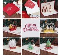 Kesote Joyeux Noël 6Pcs Carte de Noël avec Enveloppe 3D, Pop-Up Cartes de Vœux Noël, Arbre de Noël, Le Père Noël, Flocon de Neige, 6 Cartes + 6 Enveloppes + 6 Autocollants