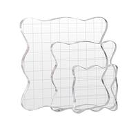 Kesote Stamp Bloquer, 3 Pièces Blocs de Tampons en Acrylique avec des lignes de grille pour le scrapbooking loisirs créatifs