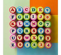 Kesote Tampons à Encre Auto-Encrage 26 Alphabets + 10 Chiffres pour Enfants Cartes Cadeau Anniversaire