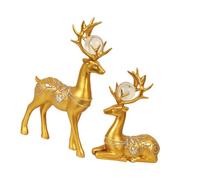 KESOTO 2 Pièces Sculpture Cerf Statue Ornement Figurine Décoration Résine Finition Délicate Adapté à La Décoration Maison Salon Anniversaire Mariage Chambre, avec Ballon