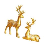 KESOTO 2 Pièces Sculpture Cerf Statue Ornement Figurine Décoration Résine Finition Délicate Adapté à La Décoration Maison Salon Anniversaire Mariage Chambre, Sans Ballon
