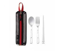 KESOTO 4 Ensembles Couverts de Plein Air Kit Repas Nomade Fourchette Cuillère Acier Inoxydable avec Pochette Conviennent Au Camping Pique N, 2 pièces