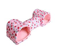 KESOTO Accessoires pour Hamster et Cochon d'Inde avec Tunnel et Lit, Fraise Rose