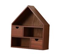 KESOTO Boîte de Présentation en Bois Étagère Maison Compartiments Miniature Flottante Vitrine Fonction Affichage Adaptée à La Collection Décoration Rangement, Rouge Marron