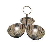 KESOTO Bols à Apéritif En Acier Inoxydable, Bols Décoratifs, Assiette à Fruits 3 En 1, pour La Décoration de Fêtes et, Poignée Annulaire