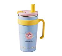 KESOTO Bouteille Isotherme Enfant Cartoon Inox Paille Amovible Étanche Gobelet Fonctionnel Facile à Nettoyer Adaptée pour Fille Garçon Sport Usage Qu, 600 ml Bleu