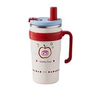 KESOTO Bouteille Isotherme Enfant Cartoon Inox Paille Amovible Étanche Gobelet Fonctionnel Facile à Nettoyer Adaptée pour Fille Garçon Sport Usage Qu, 600 ml Blanc