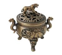 KESOTO Brûleur D'Encens Porte-encens Coupe Encensoir Cône Alliage avec Motifs Traditionnels Fonction Purification Convient à La Méditation Salon Chambre Déco, Tigre