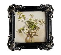 KESOTO Cadre Photo Vintage Orné Mural et de Table Au Charme Ancien avec Motif Floral Sculpté à La Main Adapté pour Une Galerie Personnelle et Un Studio, Noir