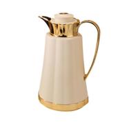 KESOTO Carafe à Café Arabe Moderne avec Bec Verseur Anti-fuite Théière Isotherme En PP Pichet à Boisson Doublé de Verre Pot Thermique Pratique Adaptée pour F, or Jaune