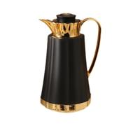 KESOTO Carafe à Café Arabe Moderne avec Bec Verseur Anti-fuite Théière Isotherme En PP Pichet à Boisson Doublé de Verre Pot Thermique Pratique Adaptée pour F, or Noir