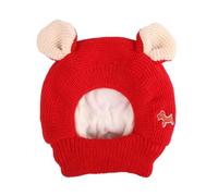 KESOTO Casquette Chat Bonnet Déguisement Animaux Tricoté Accessoire Fête Chaleur Confortable Élastique Adapté Animaux Compagnie Photos Anniversaire Promenade, Rouge