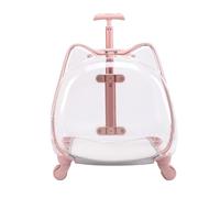 KESOTO Conteneur Transport pour Petits Animaux à roulettes Coque Transparente en Polycarbonate Ouverture par Fermeture Éclair Convient aux Déplacements Urbains et Consultations Médicales, Rose