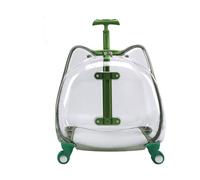 KESOTO Conteneur Transport pour Petits Animaux à roulettes Coque Transparente en Polycarbonate Ouverture par Fermeture Éclair Convient aux Déplacements Urbains et Consultations Médicales, Vert