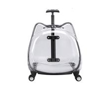 KESOTO Conteneur Transport pour Petits Animaux à roulettes Coque Transparente en Polycarbonate Ouverture par Fermeture Éclair Convient aux Déplacements Urbains et Consultations Médicales, Noir