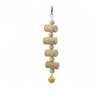 KESOTO Dispositif de Recherche Alimentaire pour Oiseaux Jouet Interactif Suspendu Liège Bloc Accessoire Cage Clochette Adapté aux Oiseaux de Compagnie et Perroquets, Jaune