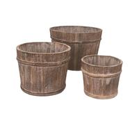 KESOTO Ensemble de 3 Seaux en Bois pour Jardinières, Contenants Compacts pour Plantes, Pots Décoratifs pour Jardin et Ferme.