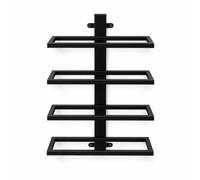 KESOTO Étagère à Vin Murale Porte Bouteilles Casier Présentoir Structure Métallique Solide à 5 Niches Design Décoratif pour Bouteilles Format Mural Mince, 4 Niveaux, Noir