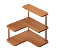 KESOTO Étagère de de Rangement Étagère Étagère d'angle Bibliothèque Meuble de Rangement en Bambou à Trois Niveaux avec Bords Courbés et Accès Facile, 3 Couches, Thé
