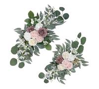 KESOTO Fleurs Artificielles de Mariage Composition Florale avec Feuilles Vertes Guirlande En Soie pour Arche Mur Centre de Table Adapté Aux Événements Célébr, Rose