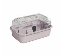 KESOTO Hamster Cage Transporteur Transparent Habitat Portable Acrylique Ventilé Accessoires Complet Roue Abreuvoir Bol Matériau PP Facile à Nettoyer Adapté, Gris