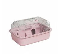 KESOTO Hamster Cage Transporteur Transparent Habitat Portable Acrylique Ventilé Accessoires Complet Roue Abreuvoir Bol Matériau PP Facile à Nettoyer Adapté, Rose