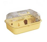 KESOTO Hamster Cage Transporteur Transparent Habitat Portable Acrylique Ventilé Accessoires Complet Roue Abreuvoir Bol Matériau PP Facile à Nettoyer Adapté, Jaune