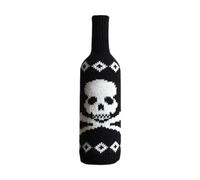 KESOTO Housse pour Bouteille de Vin Décorative Cache-bouteille Tricoté Habillage Réutilisable pour Fêtes D'Halloween Décoration de Table et Dîners Festifs, crâne