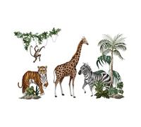 KESOTO Jungle Animal Décoration Murale Autocollant Animaux Sticker Amovible Fond Mural PVC Imperméable Adapté à Salon Chambre D'Enfant Décoration Maison Sall, 90x30cm avec Tigre