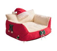 KESOTO Lit pour Chat Panier D'Intérieur Abri pour Chat Chien Petit Coussin Peluche Lavable Démontable Tissu Laine d'agneau Doux Adapté Animaux Domestiques in, Rouge 50x35x25cm