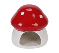KESOTO Maison Hamster en Céramique Cachette Champignon Habitat Maison Cartoon Bol Nourriture Décorative Adaptée pour Hamsters Gerbilles Cochons d'Inde Cadeau, Rouge