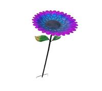 KESOTO Mangeoire à Oiseaux Fleur Bain d'oiseaux Artistique Plat à Graines Abreuvoir sur Tige Ornement D'Extérieur Facile à Assembler en Fer Approprié pour Ja, Bleu