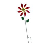 KESOTO Moulin à Vent Extérieur avec Support pour Jardin, Décoration en Métal Rotatif, Rouge