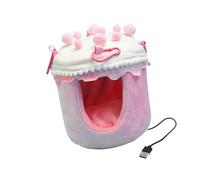 KESOTO Nid pour Oiseau Chauffant Tissu Peluche Hamac Suspendu Lit Abri Détente Chauffé par USB pour Cage Utilisation avec Perruches Cockatiels Amour, Rose