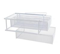 KESOTO Organisateur de Rangement Tiroir sous Tablette Panier en Fil Support de Rangement Conception Suspendue et Coulissante Approprié pour La Maison Le Bure, Blanc 3 Compartiments